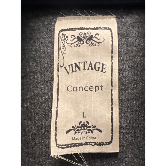 NWT Vintage Concept Women’s Floral Waterfall Cardigan Sweater Vest Size L Gray - Picture 2 of 9